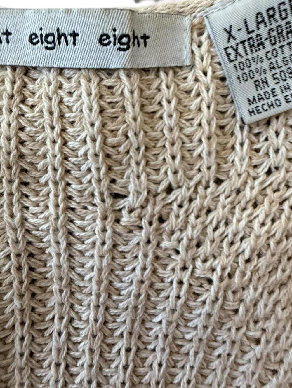 Eight Eight Eight Beige Knit Longline Vest Open Front Cardigan XL Boho - Picture 5 of 7
